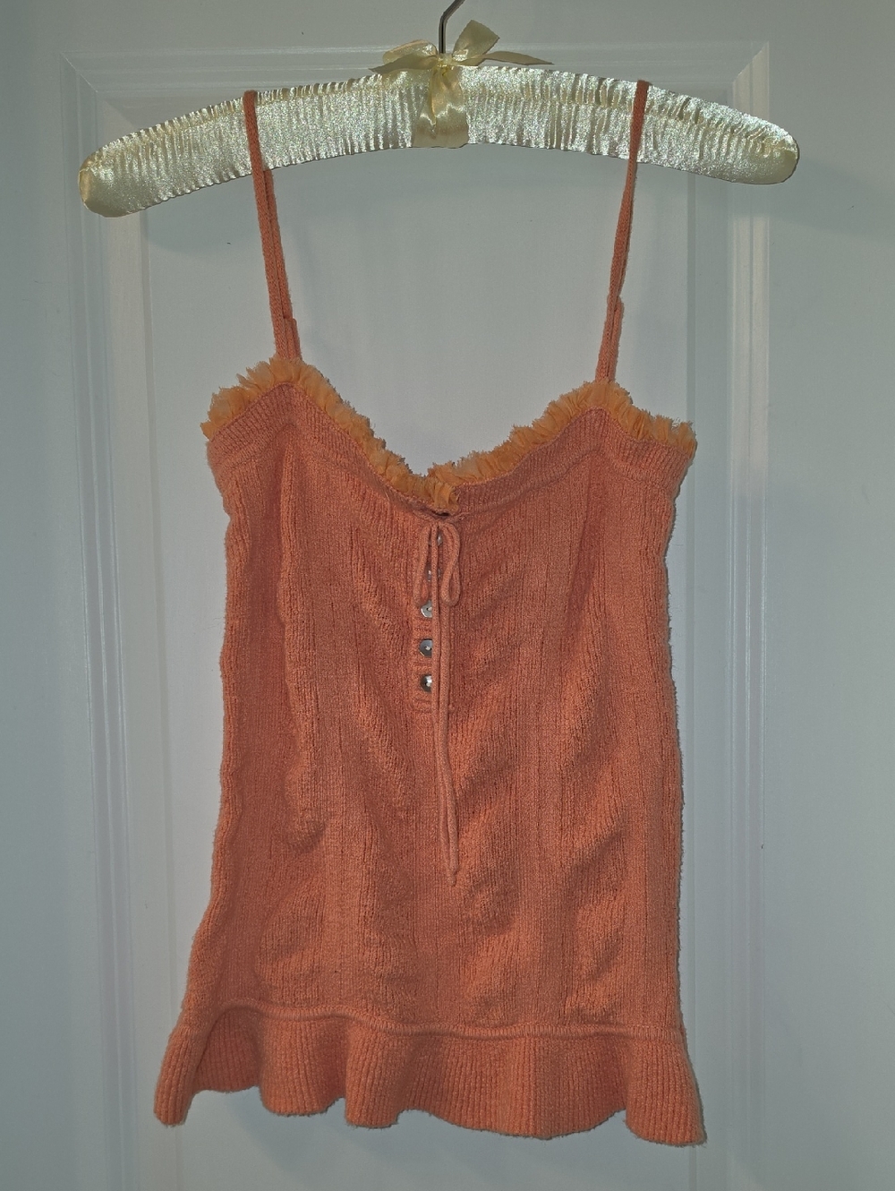 To the Max Coral-Orange Knit Spaghetti Strap Tank